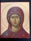 Hand Written Icon of the Theotokos by Iconography student Lathon