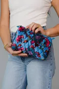 Bright Blue & Multicolored Floral Travel Pouch
