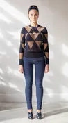 Navy Triangle Intarsia Sweater