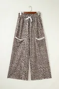 Animal Print Wide Leg Terry Knit Pants