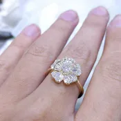 0.69CT Diamonds in 14K Yellow Gold Floral Ring PJR58537A