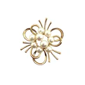 14K Gold Mikimoto Akoya Pearl Brooch Circa 1960