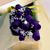Deep Purple Wax Roses w/ Surprise Jewelry