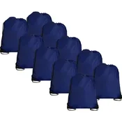 10 Drawstring Tote Bags - Blue