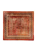 Oriental Rug Chinese Handmade Area Antique Traditional 12'1"x13'2" (12x13) Gray Blue Gray Geometric Design #A36455