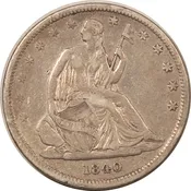 1840 SEATED LIBERTY HALF DOLLAR, REV OF 1839 - HIGH GRADE CIRCULATED EXAMPLE!