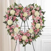 Floral Heart Tribute - Pink & White