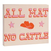 "All hat no cattle" in pink and orange retro western letters Canvas Print
