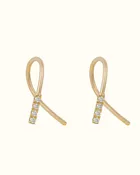 Gara Danielle 14k Gold Twisted Pave Diamond Earring