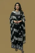 Black Chikankari Soft Modal Salwar Set with Leheriya Chiffon Dupatta
