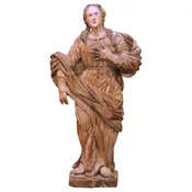 17th Century French Louis XIV Carved Polychrome Devotional Female Saint Figure
