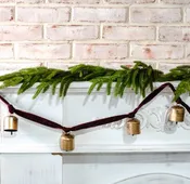 73" Maroon Red Velvet Eight Bell Garland