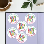 Book Vibes Personalized Round Sticker - Set of 48
