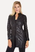 Black Leather Long Cutout Jacket | Women's