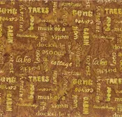 Batik - Canoe Lake - Words - Gold - yellow camping words on Gold (Cottage)
