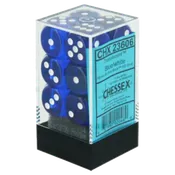 16mm d6 Translucent 12 Dice Blue/White