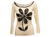 Beige & Black Moschino Cheap and Chic Lace Detail Flower Top Size IT 44