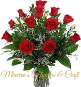 1 Dozen Red Roses with Baby's Breathe and Assorted Greenery — Minervas Flowers