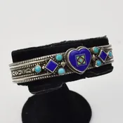 Aldrich Silver and Inlay Bracelet with Heart — Turkey Mountain Traders