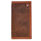 "Hooey Classic Roughout" Rodeo Hooey Wallet Brown Leather -Basket Weave Embossed