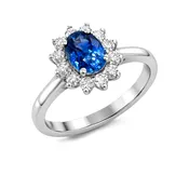 Allure Oval Sapphire Halo Ring in 14KT White Gold