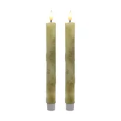 Battery-Operated Birch Wood Taper Candles - Set of 2
