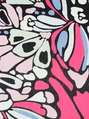 Black/Jordy Blue/Highlighter Pink/Multi 100% Polyester Abstract Print Crinkle Chiffon 56W