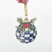 Acrylic Black & White Checkered Bulb Ornament