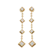 Diamond Cascade Triangle Dangle Earrings | 18K Gold | Bixlers®