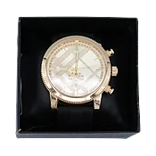 Gold Tone Striped Dial Small Subseconds Quartz Watch
