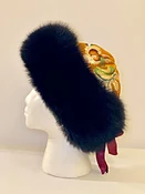 Gold Rosebud Silk Brocade Tibetan Fox Fur Hat — Dö Kham