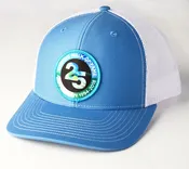 Surfing Walk of Fame 25th Anniversary Embroidered Patch “Trucker Style Hat” Light Blue with White