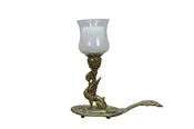 Vintage Brass Griffin Dragon Sphynx Hurricane Candle Holder Chamberstick 7