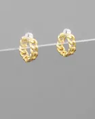 Chain Hoop Huggie Earring in Gold