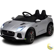 Jaguar Kids Car Ride-On with Remote Control, Leather Seat – Silver