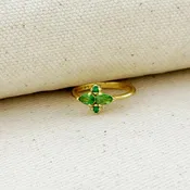 18k Gold-Filled Flower Ring with Emerald CZ