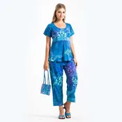 Beach Belle Short Sleeve Tropical Pant Set