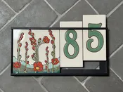 6" Desert Wildflower Tile Address Sign | Green Numbers on Warm White | Loose Number Tiles and Drop-In Frame