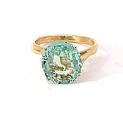 Aquamarine Natural Genuine Gemstone 14 Kt White Gold Lady's  Ring RFK560