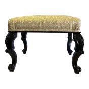 1850s French Rosewood Upholstered Ebonized Stool