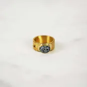 Adjustable Obsidian Stone and Brass Ring