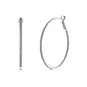 14K White Gold 1 1/2" Pave Diamond Hoops, 1.9ct G-H, SI1-SI2