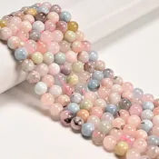 01 Natural Morganite Smooth Round Beads Size 6mm 8mm 9mm 15.5" Strand