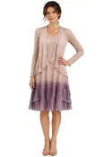 Beige 2pc Pleated Ensemble Midi Dress | Women's