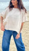 Back Slit Linen Top