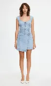 Acler Amesbury Mini Dress in Mid Wash