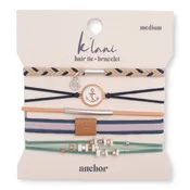 "Anchor" White & Gold Nautical Charm Hair Tie Bracelets