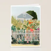 A Postcard From Cozy  - mixed media Garden Illustration  Stationery Card