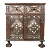 Charles I Oak and Mother of Pearl Inlaid Cabinet