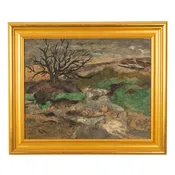 American WPA Oil painting High Desert Landscape Pacific Northwest Oregon by Arthur Runquist, Circa 1942